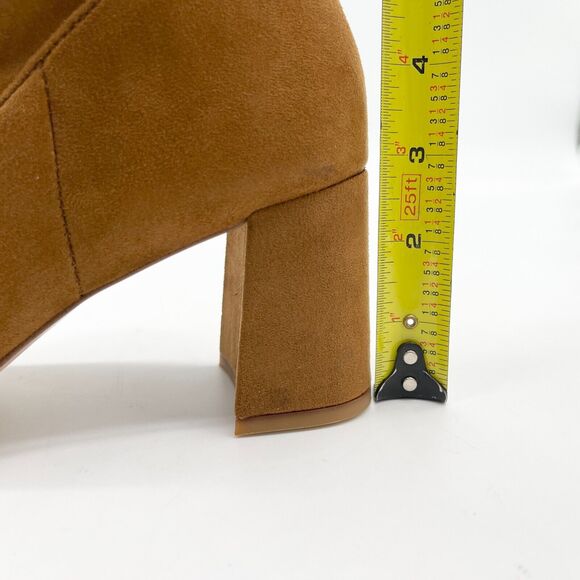 Nordstrom Rack Nala‎ Heeled Boot Womens 8.5 Square Toe Sueded Fabric Riding Fall - Picture 7 of 10